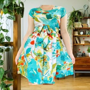 Vintage 1970s 1960s Dress Floral Eclectic